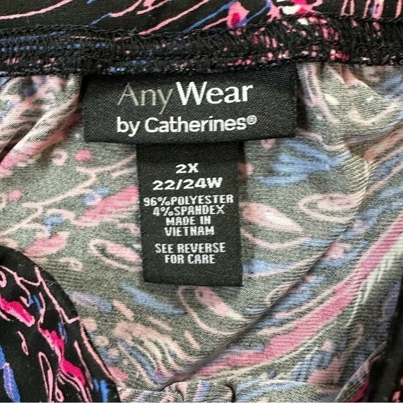 AnyWear by Catherines Purple and Pink Paisley Stretch Midi Skirt - Picture 3 of 4